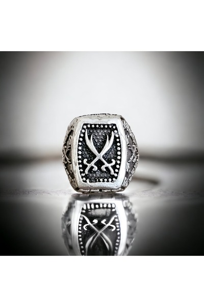 renery خاتم رجالي بتصميم سيف مطلي بالفضة قابل للتعديل