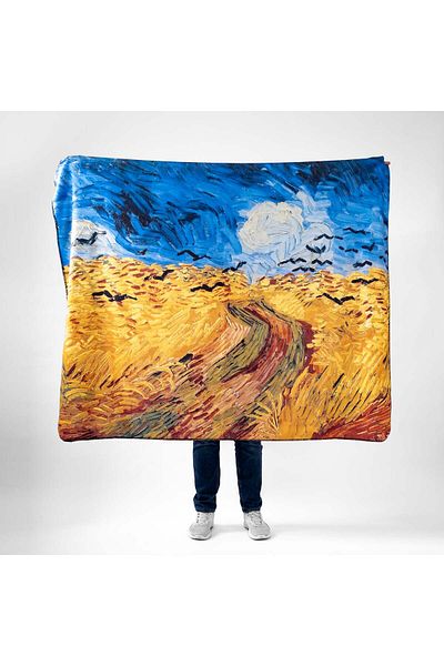 The Lucid Lab Wheat Field and Crows Polar TV Blanket