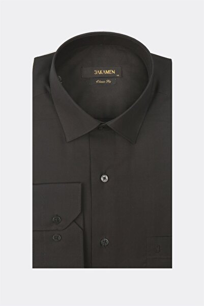 Jakamen Black Classic Fit Single Pocket Men's Shirt