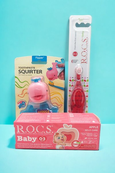 R.O.C.S. R.O.C.S. BABY 0-3 YAŞ ELMA PÜRESİ DİŞ MACUN 45g+MCN SIKACAĞI PEMBE+ ...
