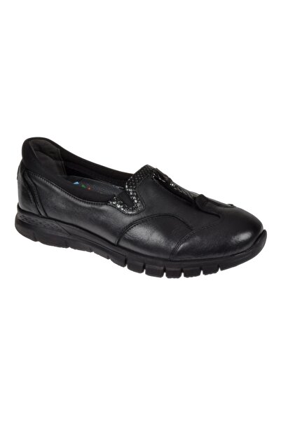 Forelli Hakiki Deri Kadın Comfort Ayakkabı F-29444 Siyah