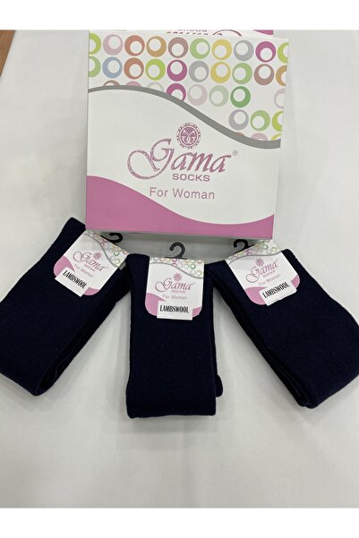 Gama Çorap 3 Pieces Genuine Lamb Wool Long Below the Knee Thick Winter Women's Socks