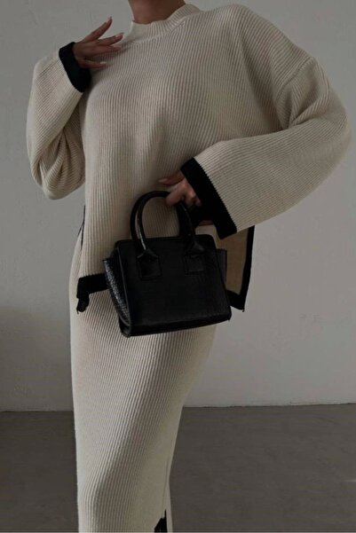 Eka Set fuste cu dungi laterale bej pentru femei 0999-23222