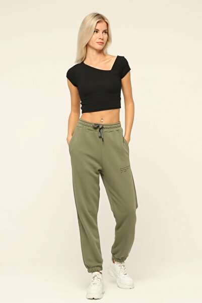 Owut Collection Γυναικεία Χακί Loose Cut Jogger Sweatpants