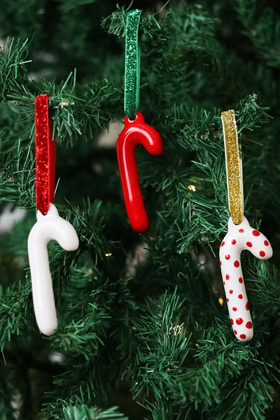 Beige & Stone Christmas Tree Ornament Ceramic Walking Stick 3-Piece Pine Tree Ornament