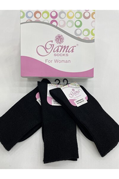 Gama Çorap 3 Pieces of Genuine Lamb Wool Elasticless (Diabetic) Thick Winter Women's Socks
