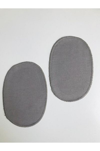Self Casa Patch de reparare a genunchilor din bumbac pieptănat gri, țesut, cusut (2 buc) (16x11cm)