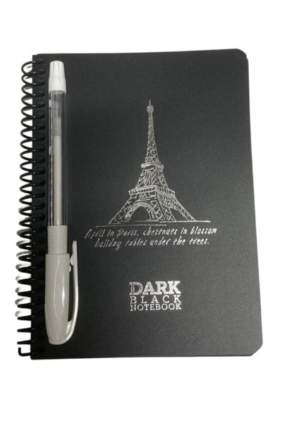 Gıpta Siyah Sayfalı 50 Yaprak 12x17 Çizgisiz Not Defteri Ve Beyaz Neon Jel Kalem