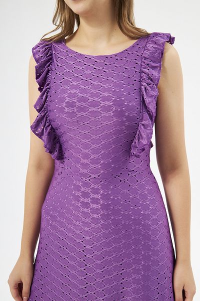 WOMAN VISION Rochie midi, mov, elastic, cu mâneci volantă, cu căptușeală detaliată, 084