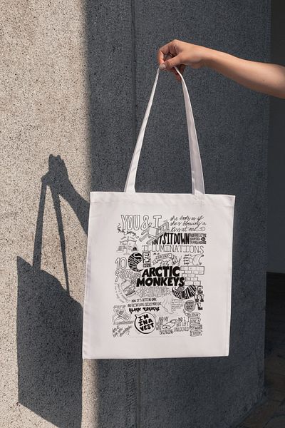 IVART Ακατέργαστη υφασμάτινη τσάντα με στάμπα Arctic Monkeys