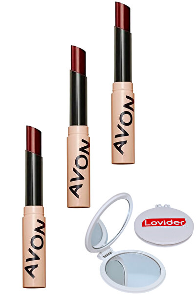 AVON Tinted Lip Balm Renkli Dudak Balmı Plum 3 Adet + Lovider Cep Aynası
