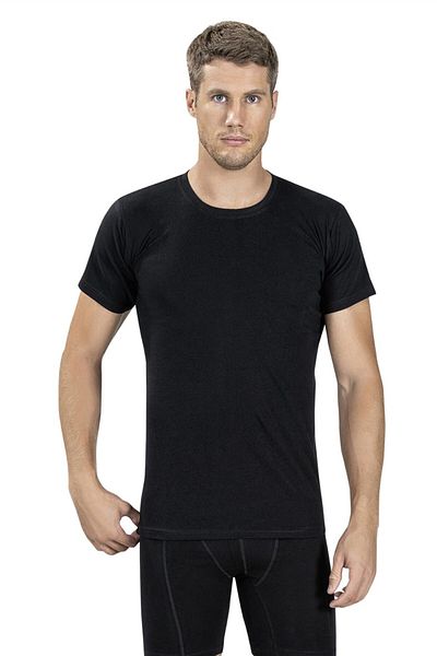 Jiber Men's Black Crew Neck Cotton Half Sleeve Undershirt