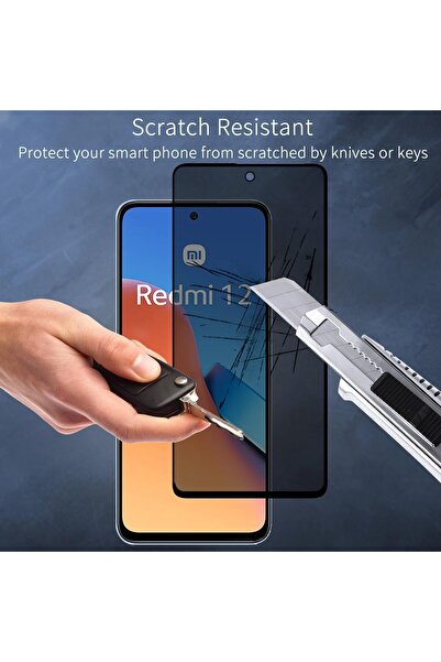m.tk moveteck Xiaomi Redmi 12 Ekran Koruyucu Hayalet Cam 5d Parlak Privacy Kırılmaz Ekran Camı Gizli Görünmez