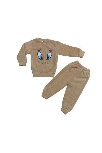 Eylül Bebe Children's Plush Tweety Patterned Pajama Set
