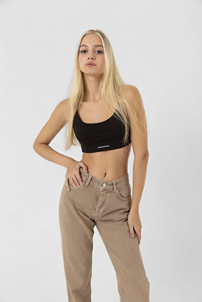 Darkly Jeans Kadın Bej Yüksek Bel Straight Fit Jean Pantolon