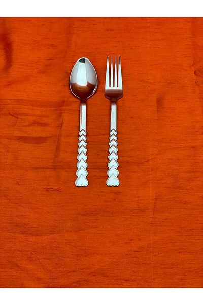 ARVEY 12 Pieces Heart Food Spoon for 6 People - Food Fork