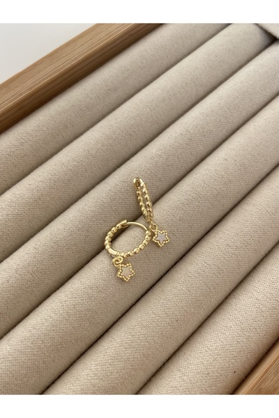 Sade Accessory Yıldız Detaylı Opal Taşlı Halka Küpe
