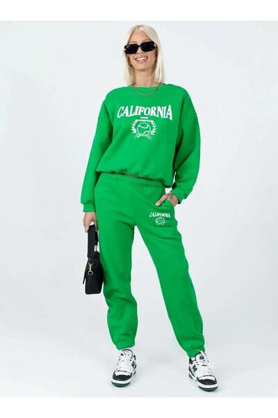 C&C OKULCUNUZ Σετ φόρμας 3 κλωστών με στάμπα πράσινης σχεδίασης τένις Καλιφόρνιας