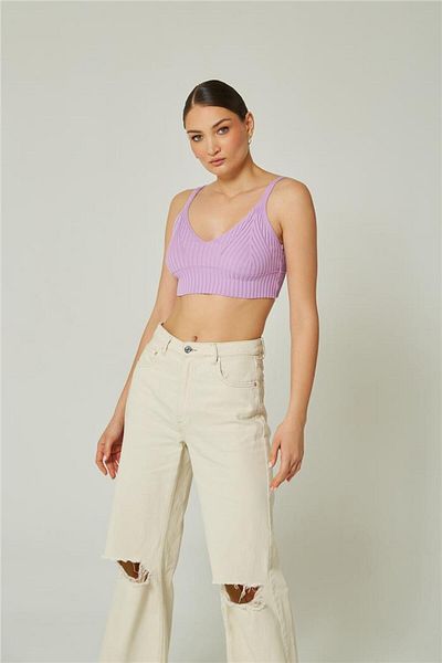 Avrile Lilac V-Neck Knitwear Women's Tank Top