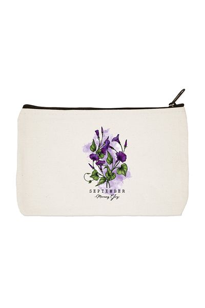 designedfy Moonflower September Printed Cloth Makeup Bag, Pen Holder, Handbag