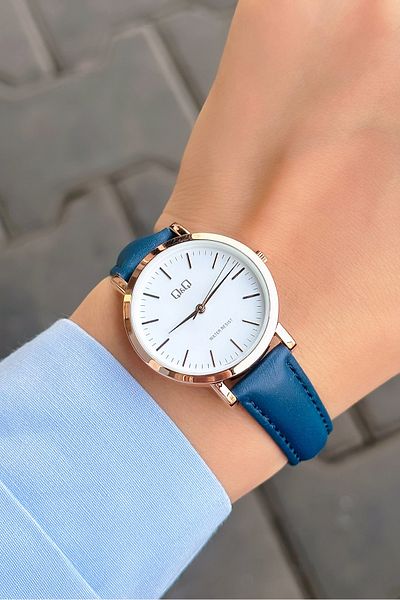 Q&Q 3 ATM Waterproof Leather Band Women's Wristwatch