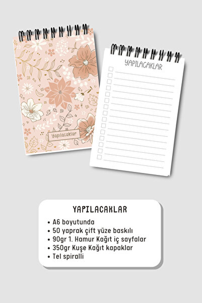 Eldesen Tasarım Do List A6 Notebook with Flexible Cardboard Cover, Mini Notebook