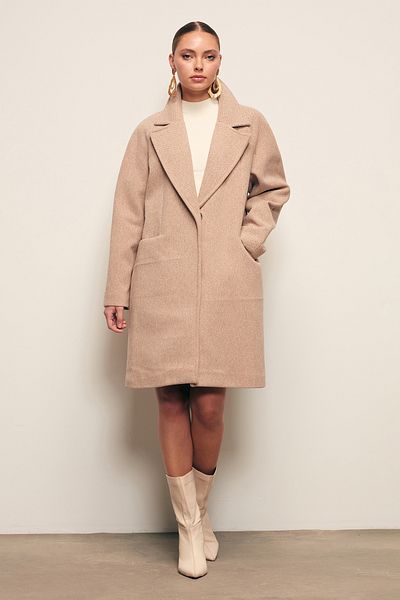 Sateen Pocketed Short Coat - Camel