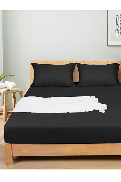 VESSİNOHOME Cotton Elastic Sheet Set Single Double King Size 57 Wire Fabric Size White-coloured