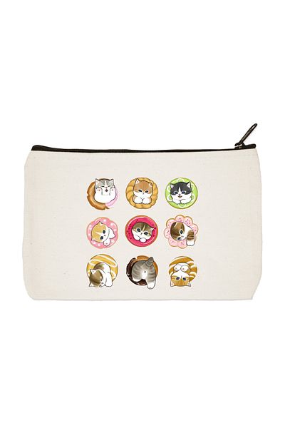 designedfy Tiny Cats Printed υφασμάτινη τσάντα μακιγιάζ, θήκη για στυλό, τσάντα χειρός, πορτοφόλι