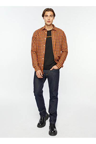 Only & Sons Dar Turuncu Kareli Erkek Gömlek 22025608_ONSBEN LIFE SLIM FLANNEL C