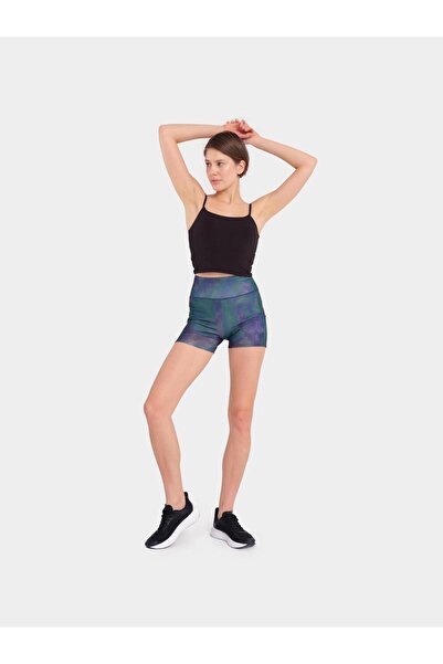 Stage Activewear Green Patterned Biker Tights