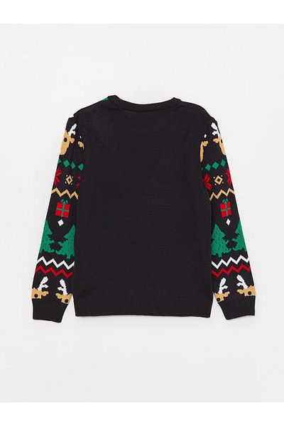 LC Waikiki LCW Kids Crew Neck New Year Themed Long Sleeve Boy's Knitwear Sweater