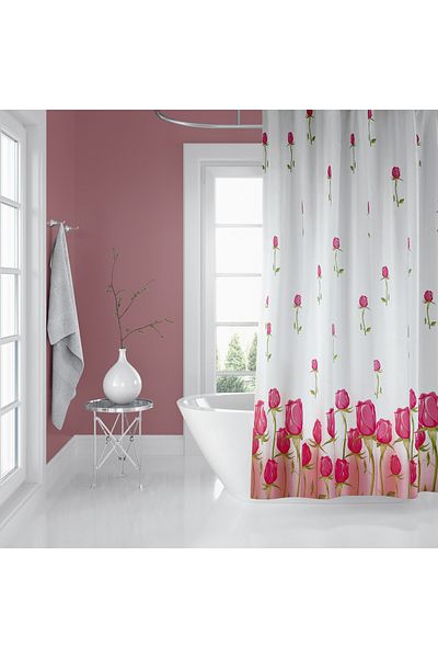 Zethome Κουρτίνα μπάνιου 7017 1x180x200, Κρεμάστρα Κουρτινών Γωνιακός Σωλήνας Λευκό Δώρο, Σετ Κουρτίνας Ντους