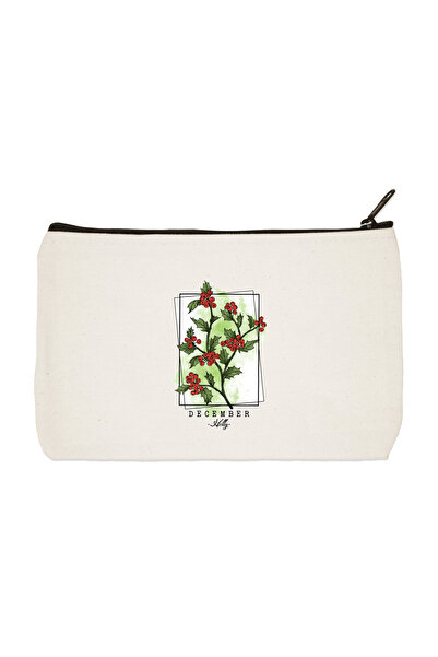 designedfy حقيبة مكياج قماشية مطبوعة بطبعة عباد الشمس لشهر ديسمبر، وحامل أقلا...