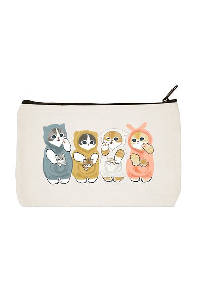 designedfy Τυπωμένη υφασμάτινη τσάντα μακιγιάζ Cats and Puppies, θήκη για στυλό, τσάντα, πορτοφόλι