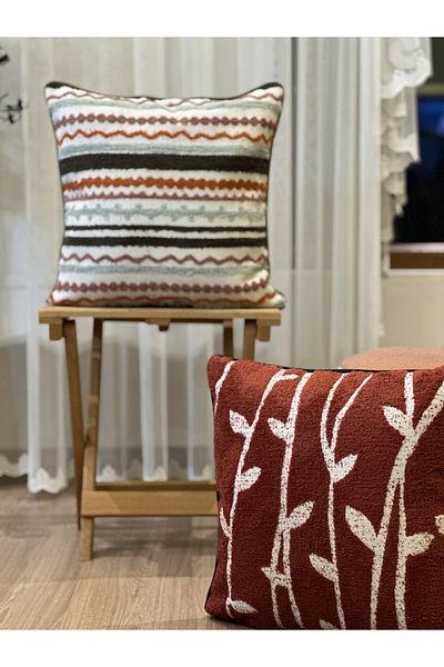 Ottoson 2-Piece Special Design Bohemian Punch Embroidered Jacquard Throw Pillow Cover