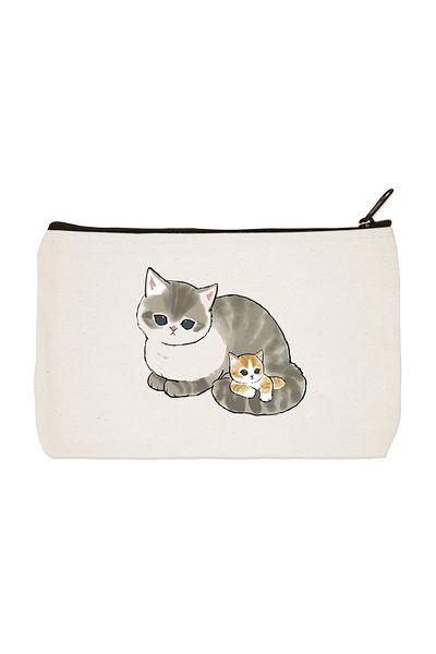 designedfy Mother Cat Printed υφασμάτινη τσάντα μακιγιάζ, θήκη για στυλό, τσάντα, πορτοφόλι