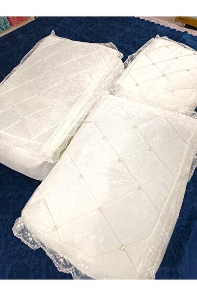 Çt Çeyizci Tekstil Çeyizlik Boncuk Işlemeli Kadife Nişan Hurcu 3lü Nişan Hurc...