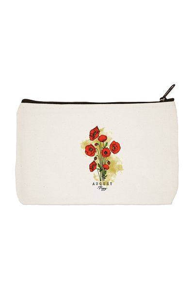 designedfy Sunflower August Printed υφασμάτινη τσάντα μακιγιάζ, θήκη για στυλό, τσάντα χειρός
