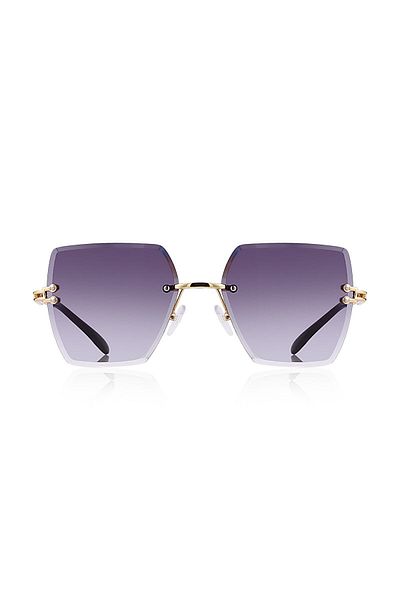 Kinary Women's Crystal Model Multicolored Metal Sunglasses Black No:4