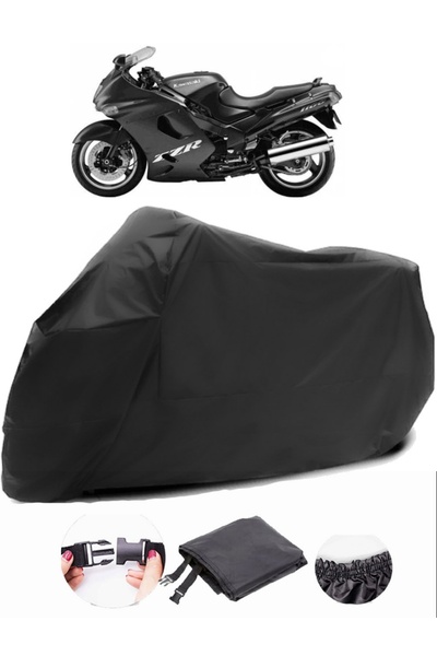 AutoEN Kawasaki ZZR 1100 Black Motorcycle Tarpaulin Waterproof Durable Fabric