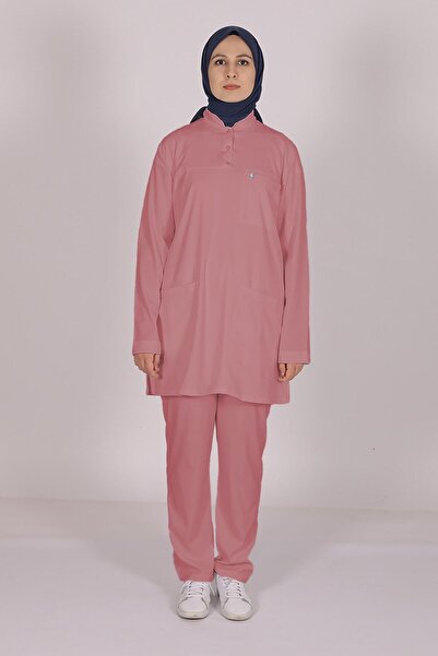 Pratik Medikal Lycra Nurse Uniform Hijab Suit Dusty Rose
