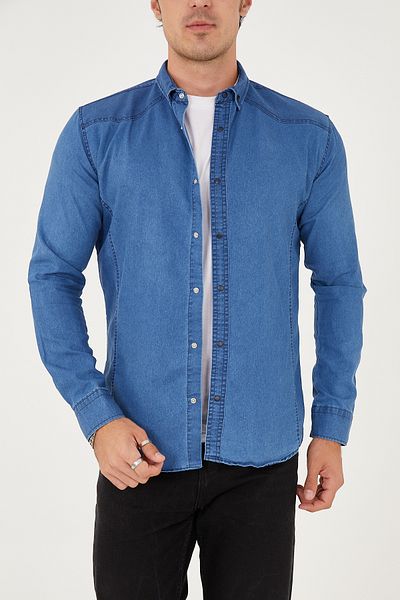 ENZİM JEANS Ανδρικό πουκάμισο Washed - Τζιν