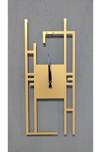 Gowpenart Carisma Metal Gold/Altın Dikdörtgen Duvar Saati - Ev/Ofis Saati - H...