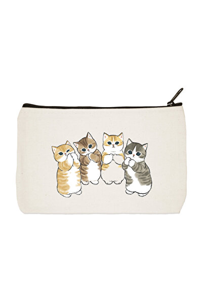 designedfy Сумні котики з принтом, косметичка, пенал, сумочка, гаманець