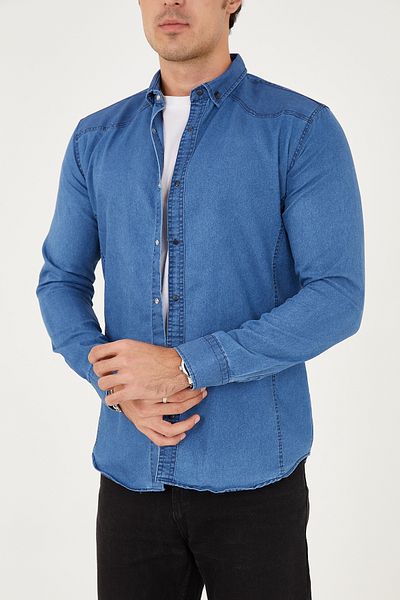 ENZİM JEANS Ανδρικό πουκάμισο Washed - Τζιν