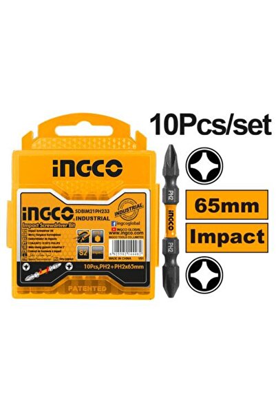 Ingco Endüstriyel 10'lu Darbeli Çift Taraflı Yıldız Tornavida Ucu Seti