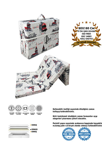 Vip Home Concept Vip Katlanır Yer Yatağı (8 CM KALIN)Sünger Yatak 80x180x8 CM...