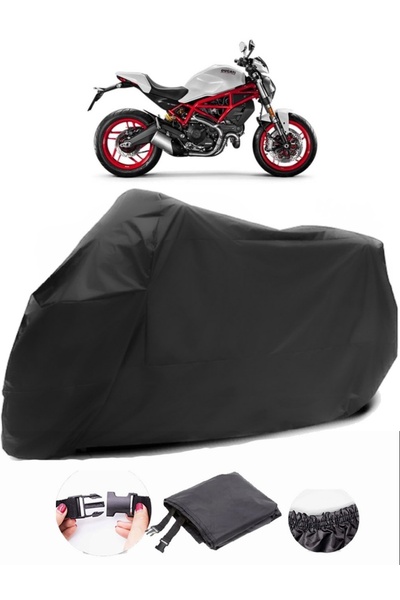 AutoEN Ducati Monster 797 Plus Compatible Black Motorcycle Tarpaulin Waterproof Durable Fabric