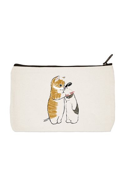 designedfy Ντους Space Cat Printed υφασμάτινη τσάντα μακιγιάζ, θήκη για στυλό, τσάντα χειρός, πορτοφόλι